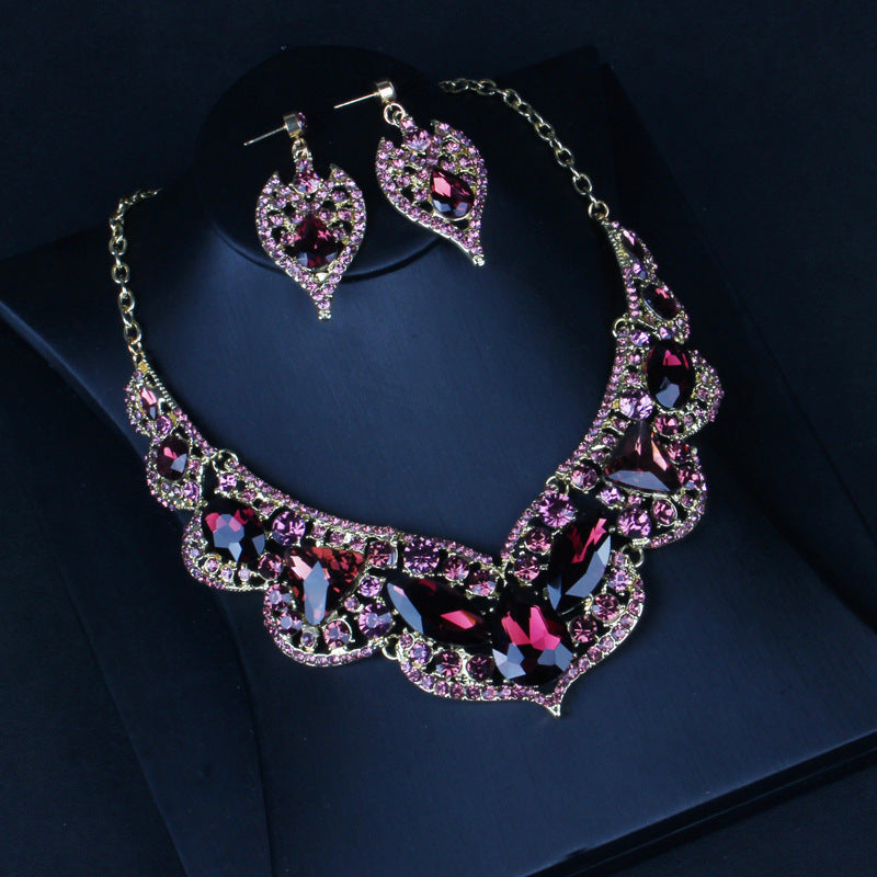 Women's Short Purple Crystal Collarbone Necklace