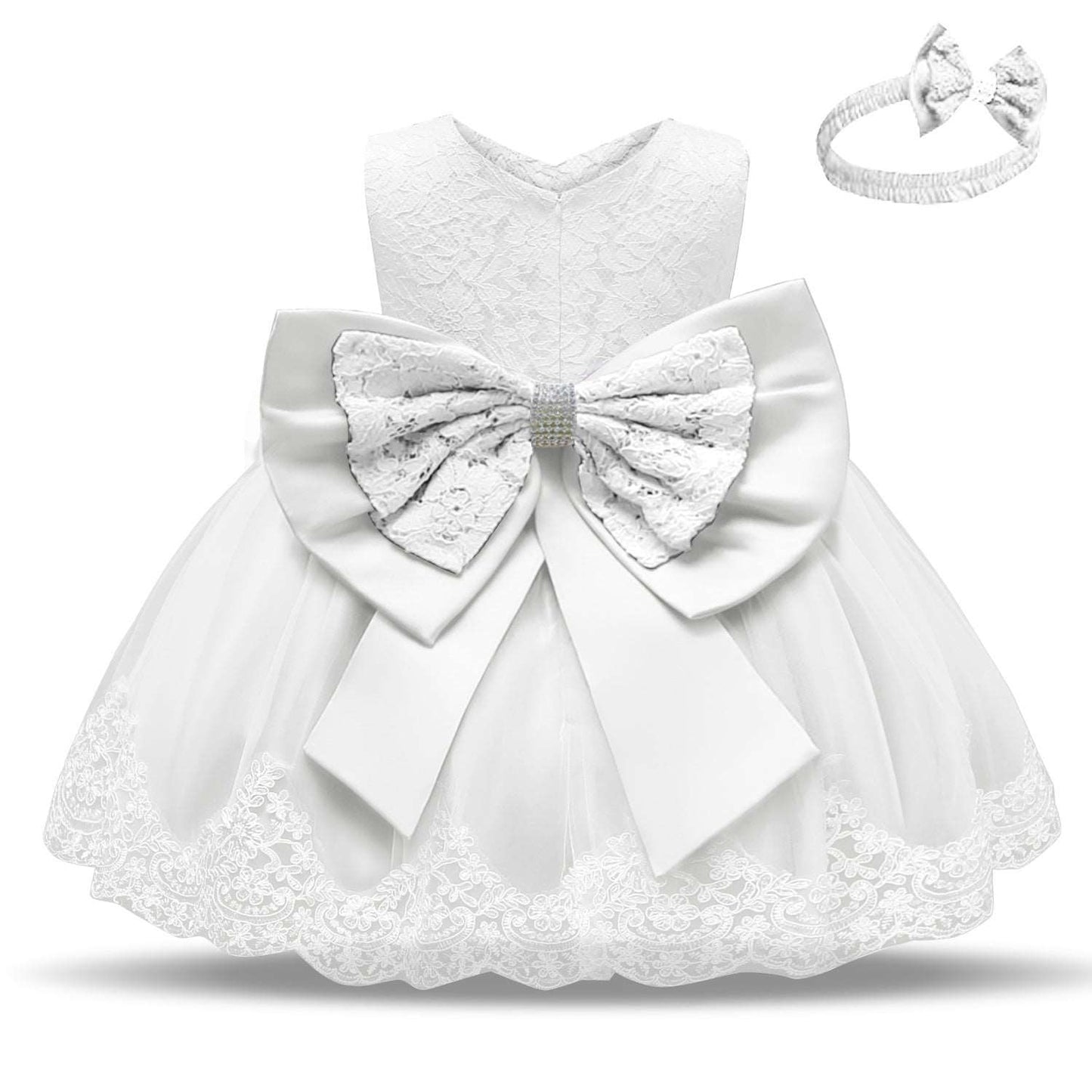 Baby Princess Dress: One Year Old Dress Bow Tutu Skirt Baby Toddler Lace Dress.