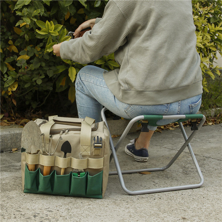 Gardening Stool With Tote Bag Garden Tools Set Organizer, Folding Garden Seat Gardening Stool Gardening