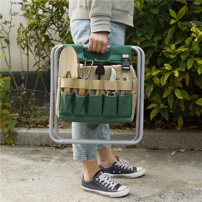 Gardening Stool With Tote Bag Garden Tools Set Organizer, Folding Garden Seat Gardening Stool Gardening