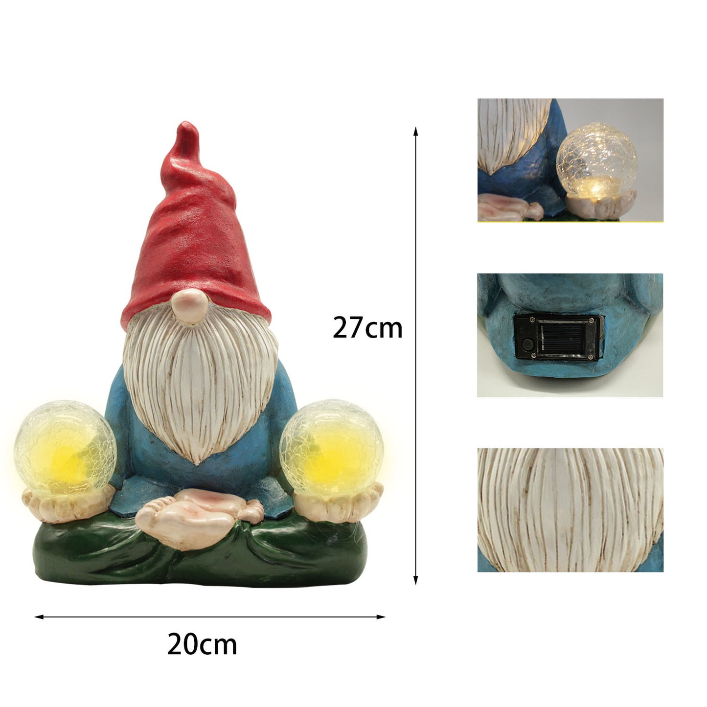 Solar LED Resin Ornaments Dwarf Doll Outdoor Statue