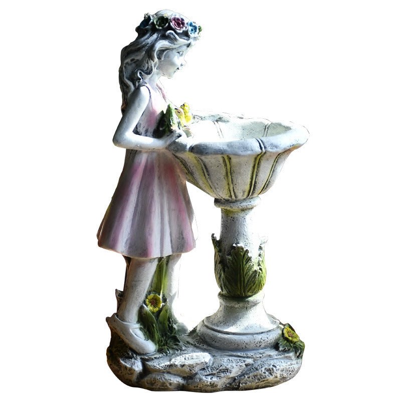 Creative Jewelry Flower Fairy Solar Ornament Resin Angel Figure Sculpture Outdoor Gardening Decoration