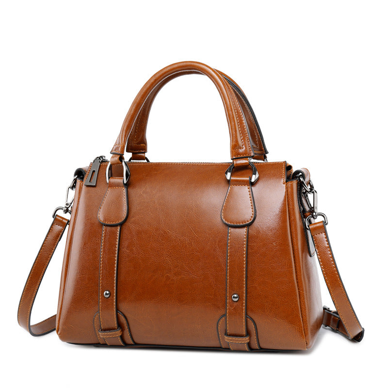 New Fashion Leather Handbags Cowhide Ladies Shoulder Handbags.