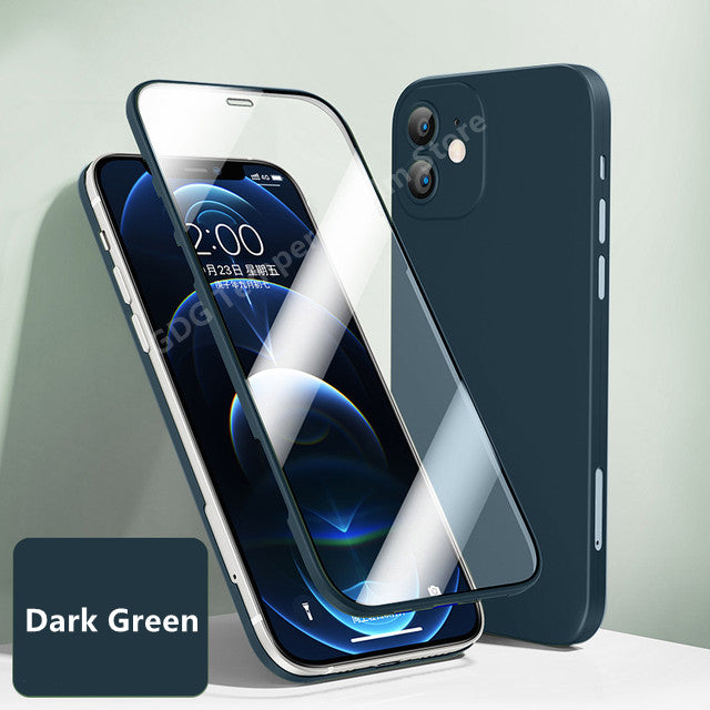 Compatible with Apple , Front Tempered Glass Back Cover Full Cover Protection Phone Case