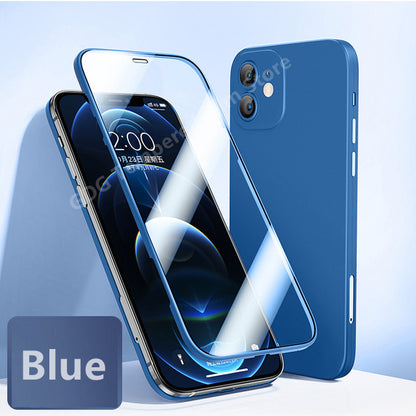 Compatible with Apple , Front Tempered Glass Back Cover Full Cover Protection Phone Case