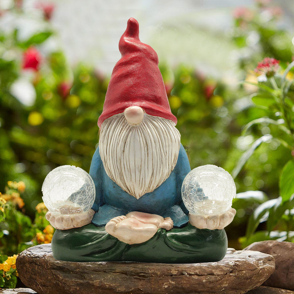 Solar LED Resin Ornaments Dwarf Doll Outdoor Statue