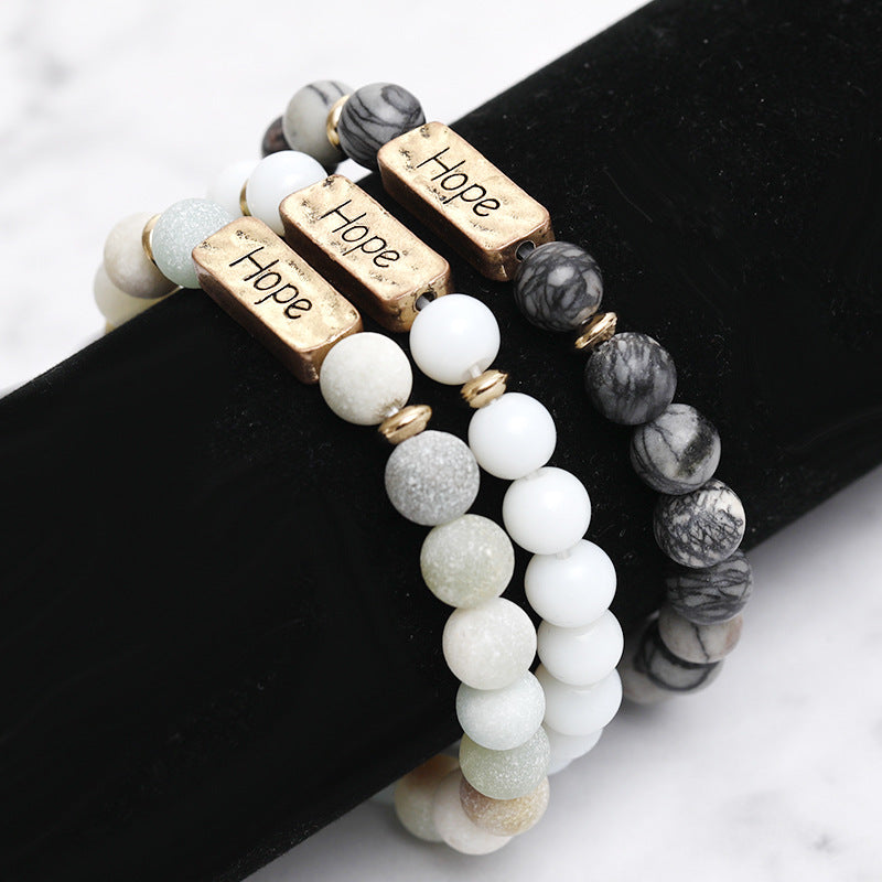 Natural Stone Engraved Hope Bracelet