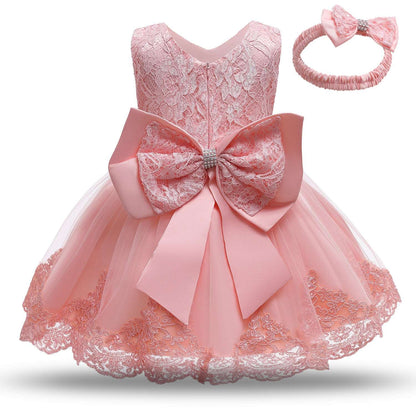 Baby Princess Dress: One Year Old Dress Bow Tutu Skirt Baby Toddler Lace Dress.