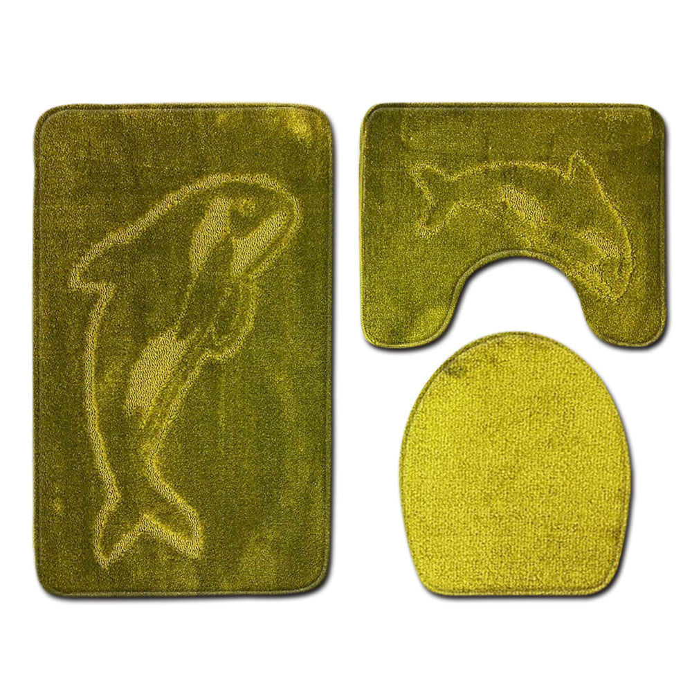 Dolphin Bathroom Three Piece Floor Textured Carpet Door Mat