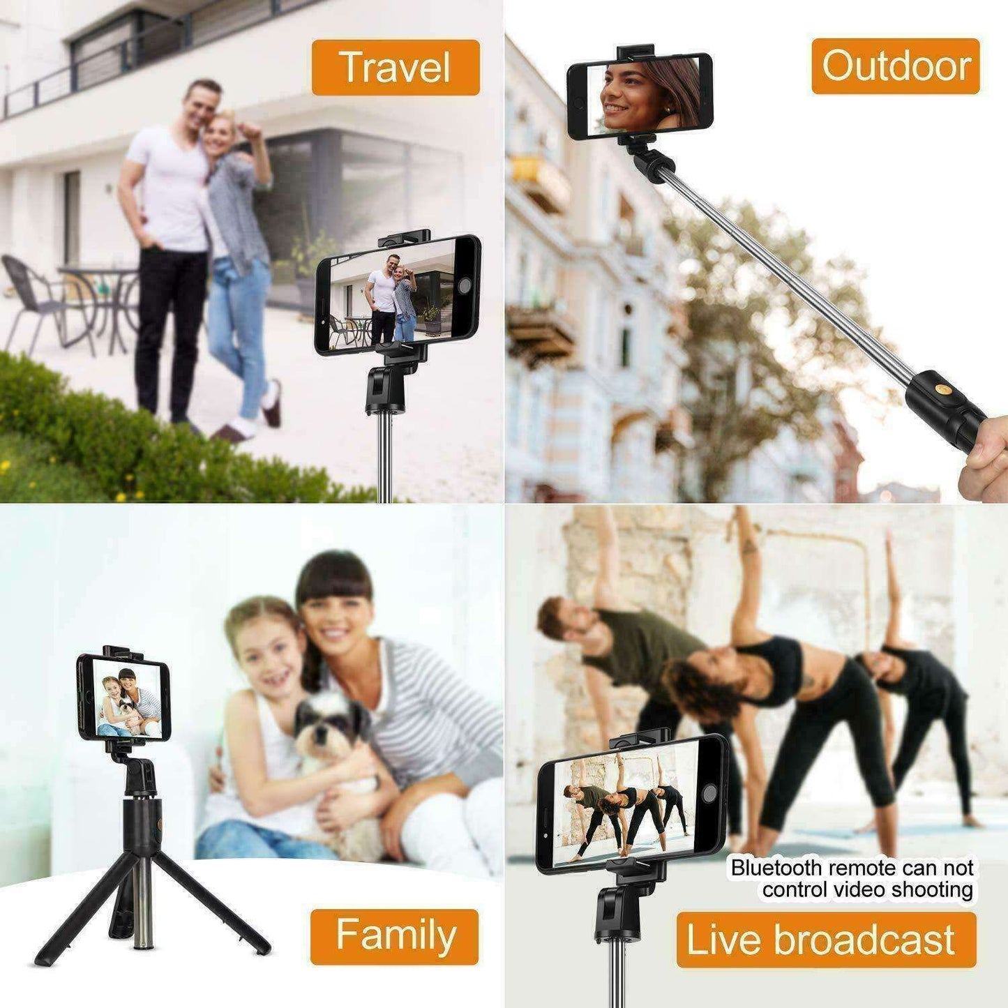 Bluetooth Selfie Tripod Telescopic Stick Remote Monopod Extendable Phone Stand