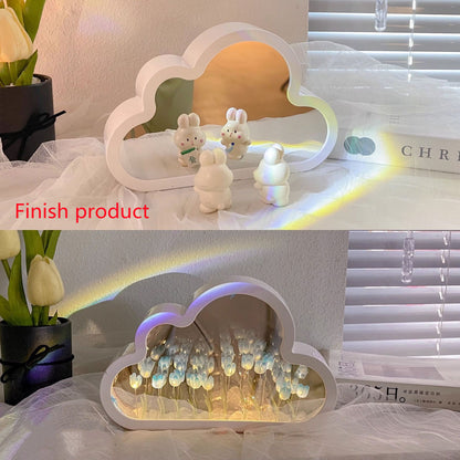 Night Lamp Decorative Mirrors Photo Frame LED Table Lights Bedroom Handmade Gifts