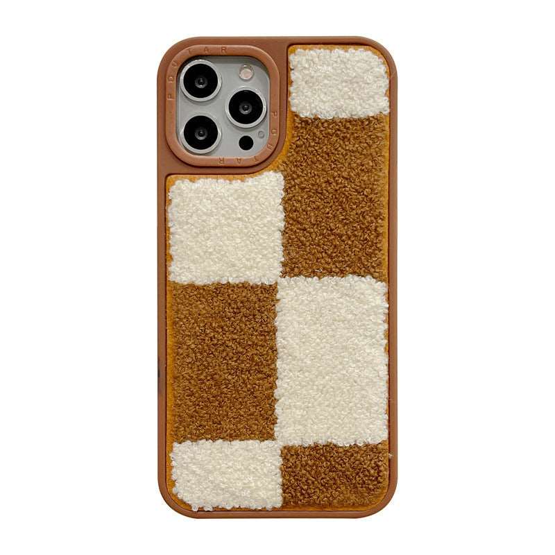 Autumn Winter Plush Check Mobile Phone Case