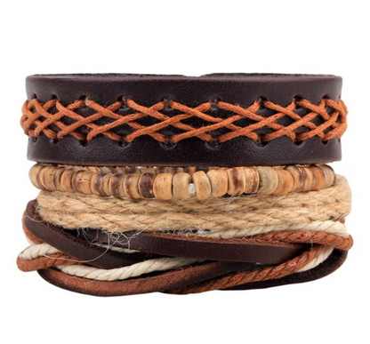 Leather Bracelet Men Multilayer Bead Bracelet Punk Wrap Bracelets for Women Vintage punk Men Jewelry