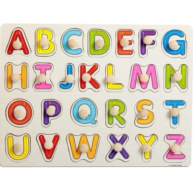 Animal Digital Letter Hand Grab Board Jigsaw Puzzle: Intellectual Wooden Toy for 1-3-4 Year Olds.