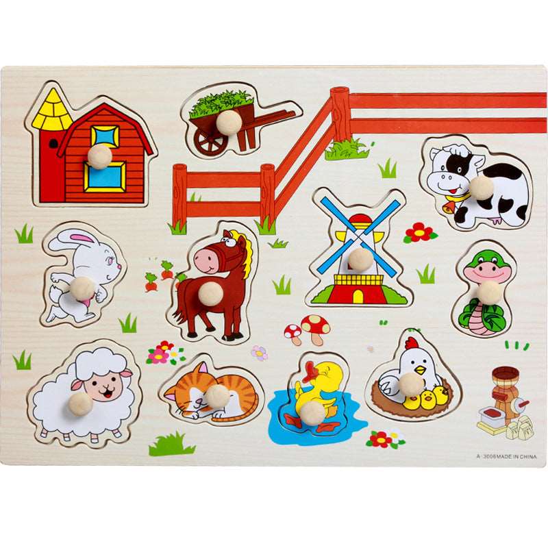 Animal Digital Letter Hand Grab Board Jigsaw Puzzle: Intellectual Wooden Toy for 1-3-4 Year Olds.