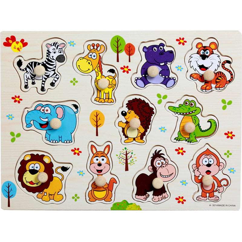 Animal Digital Letter Hand Grab Board Jigsaw Puzzle: Intellectual Wooden Toy for 1-3-4 Year Olds.