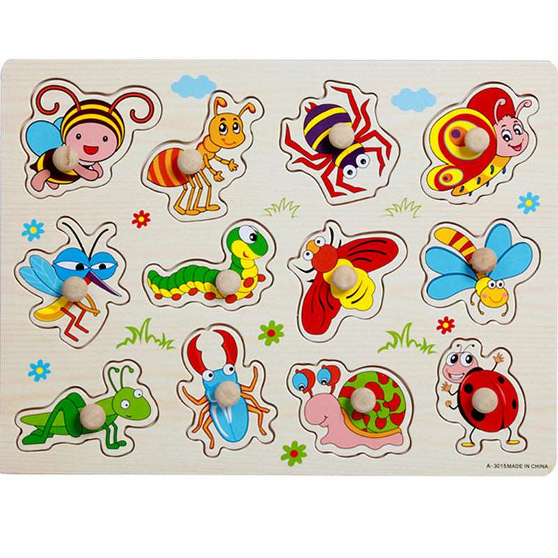 Animal Digital Letter Hand Grab Board Jigsaw Puzzle: Intellectual Wooden Toy for 1-3-4 Year Olds.