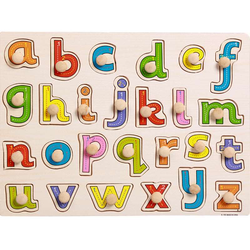 Animal Digital Letter Hand Grab Board Jigsaw Puzzle: Intellectual Wooden Toy for 1-3-4 Year Olds.