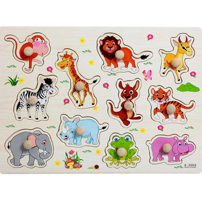 Animal Digital Letter Hand Grab Board Jigsaw Puzzle: Intellectual Wooden Toy for 1-3-4 Year Olds.