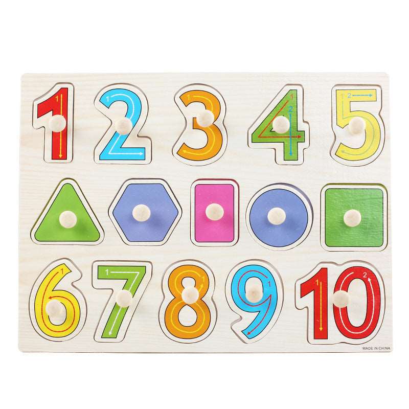 Animal Digital Letter Hand Grab Board Jigsaw Puzzle: Intellectual Wooden Toy for 1-3-4 Year Olds.