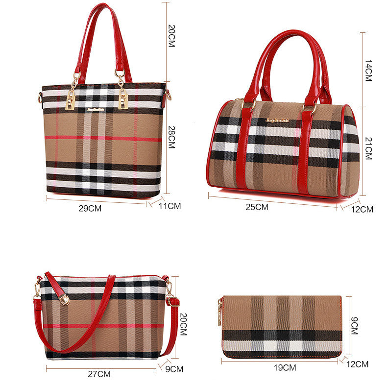 Six-piece Print One-shoulder Striped Portable Handbag Set