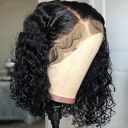 New Hot European And American Front Lace Wig Medium Black African Short Curly Hair.