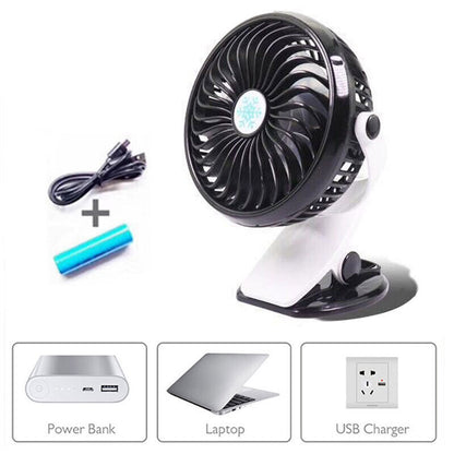 USB Battery Oscillating Clip On Fan Desk Baby Stroller Portable Air Cooling Fans