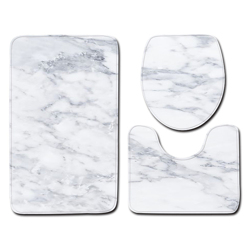 Marble Toilet Three-Piece Floor Mat Door Mat Bathroom Carpet