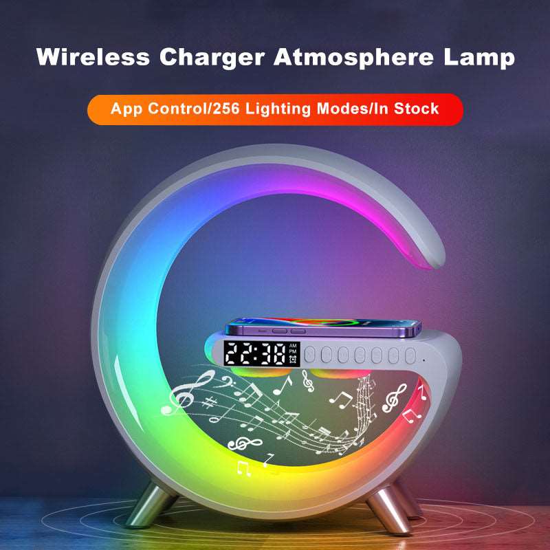 2023 New Intelligent G Shaped LED Lamp Bluetooth Speake Wireless Charger Atmosphere Lamp App Control For Bedroom Home Decor