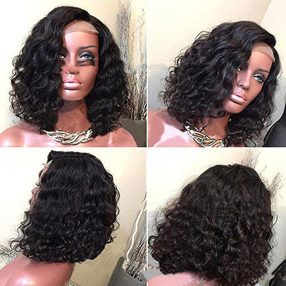 New Hot European And American Front Lace Wig Medium Black African Short Curly Hair.