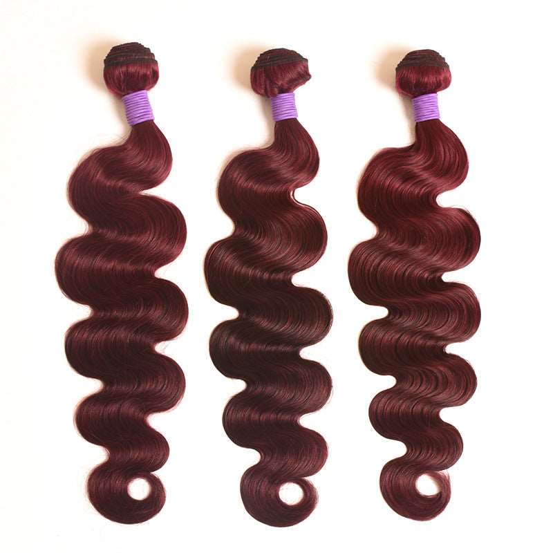 Colour Human Hair Wig Gradient Wine Red