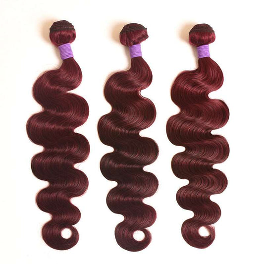 Colour Human Hair Wig Gradient Wine Red