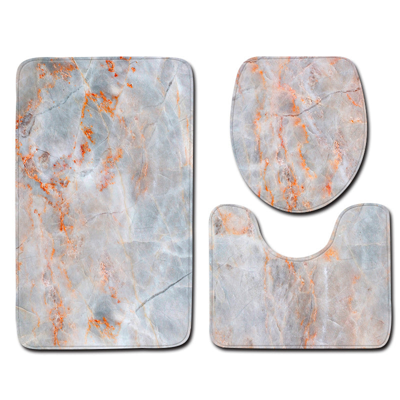 Marble Toilet Three-Piece Floor Mat Door Mat Bathroom Carpet