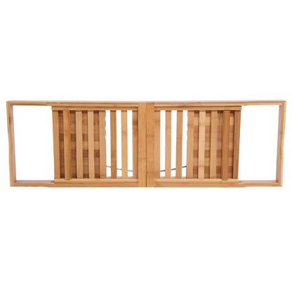 1Pc Extendable Bamboo Bathtub Rack Shelf Bathroom Shower Tub Caddy Book Reading Tray Stand New