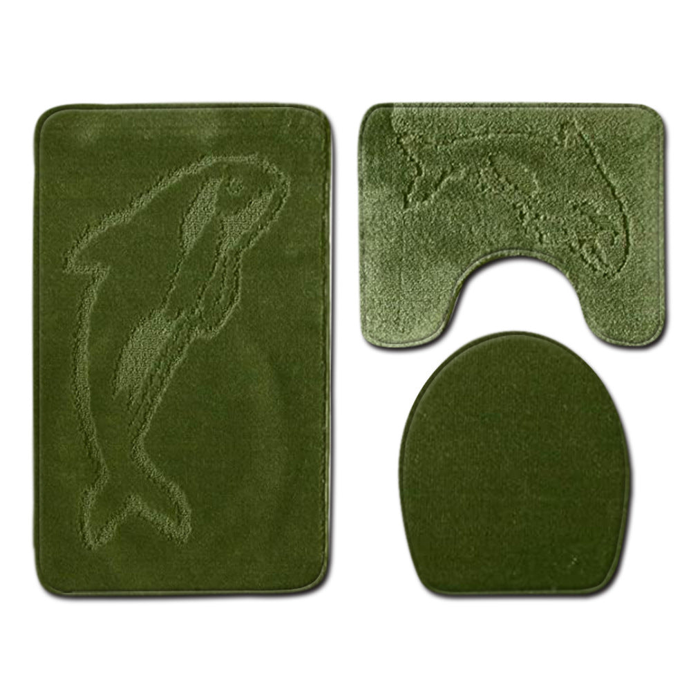 Dolphin Bathroom Three Piece Floor Textured Carpet Door Mat