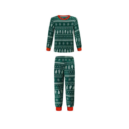 Christmas Print Contrast Color Parent-child Home Service Suit