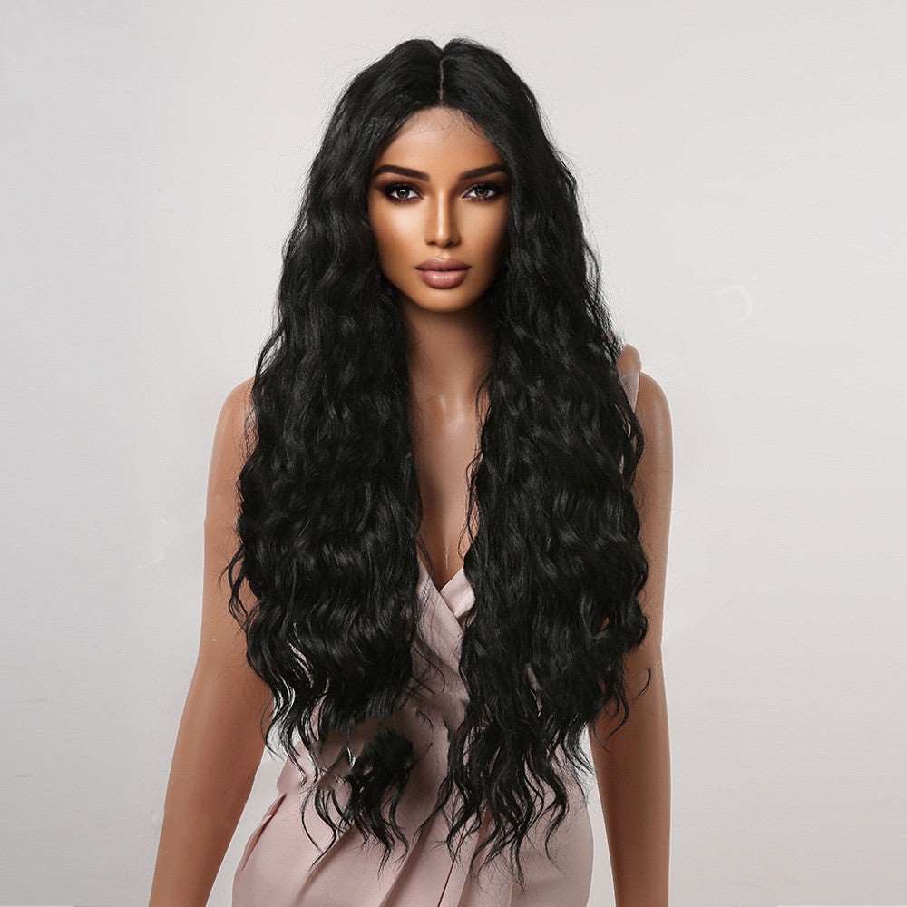 Domestic Silk High Temperature Silk Wig Woman With Long Curly Hair In The Middle