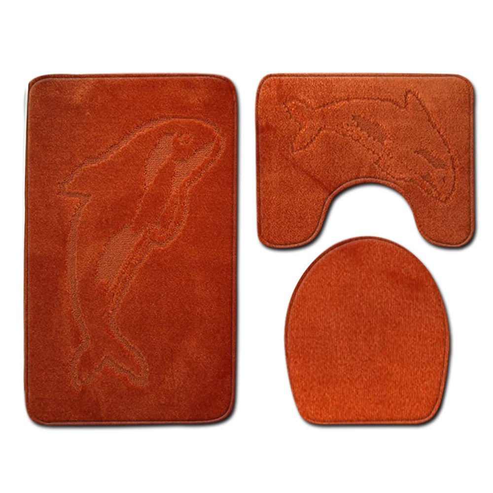 Dolphin Bathroom Three Piece Floor Textured Carpet Door Mat