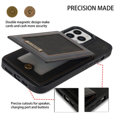 Card Holder Leather Phone Case Photo Frame Magnetic Snap Protective