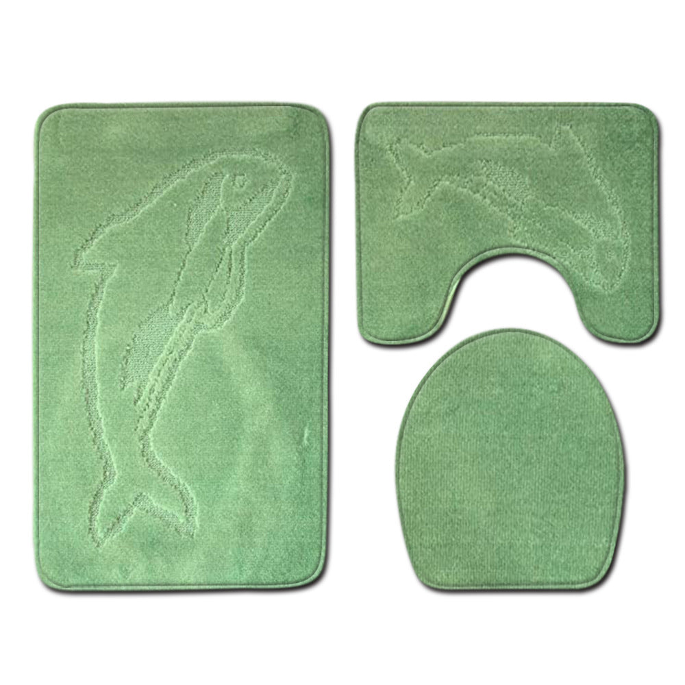 Dolphin Bathroom Three Piece Floor Textured Carpet Door Mat