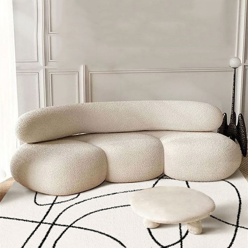 Curved Lamb Cashmere Fabric Sofa In Office, Bedroom and The Living Room