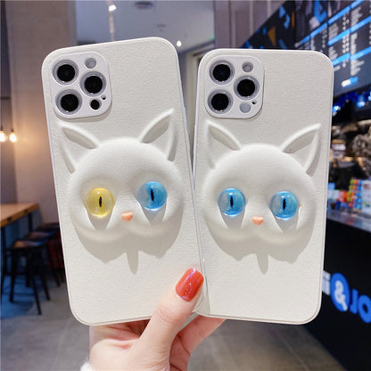 Three-dimensional Cartoon Cat Phone Case With 3D Eyes