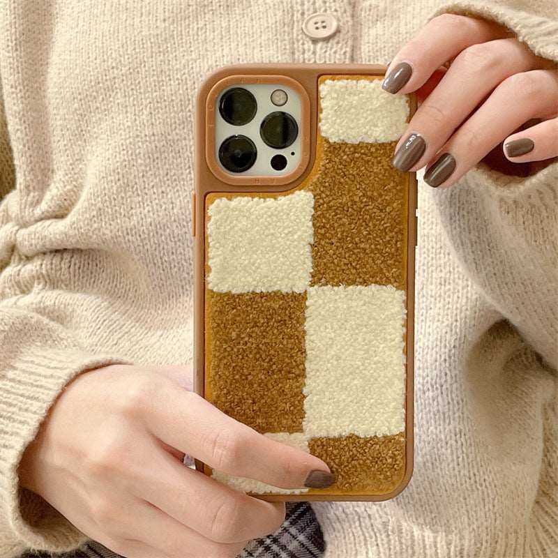 Autumn Winter Plush Check Mobile Phone Case