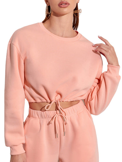 Women's Fashionable Casual Round Neck Waist Sweater