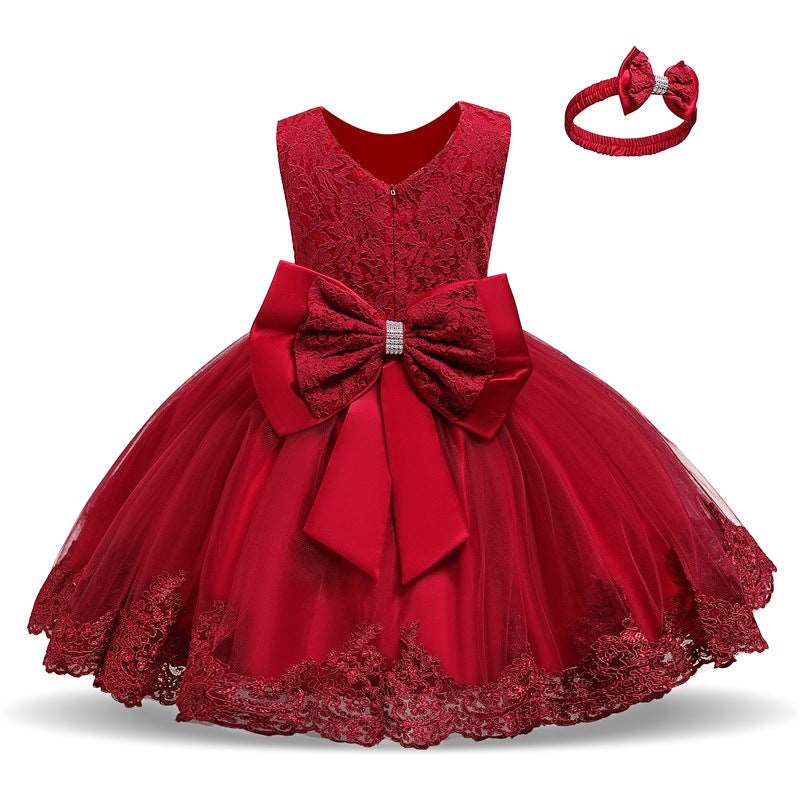 Baby Princess Dress: One Year Old Dress Bow Tutu Skirt Baby Toddler Lace Dress.