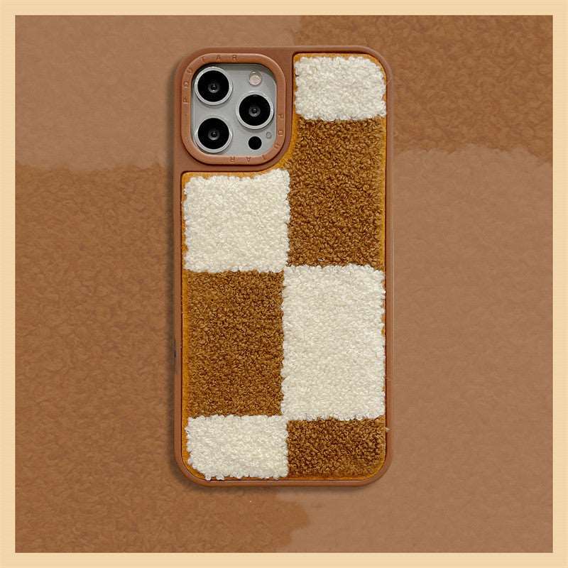 Autumn Winter Plush Check Mobile Phone Case