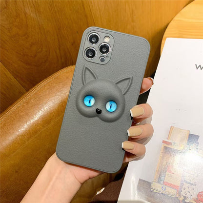 Three-dimensional Cartoon Cat Phone Case With 3D Eyes