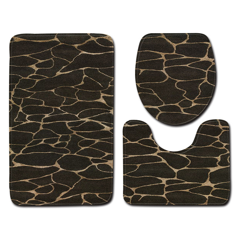 Marble Toilet Three-Piece Floor Mat Door Mat Bathroom Carpet