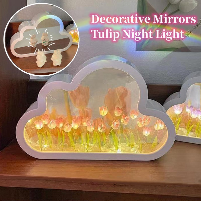 Night Lamp Decorative Mirrors Photo Frame LED Table Lights Bedroom Handmade Gifts