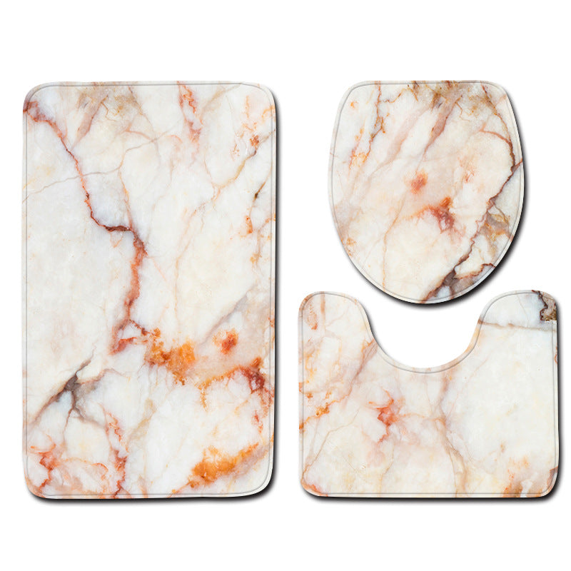 Marble Toilet Three-Piece Floor Mat Door Mat Bathroom Carpet